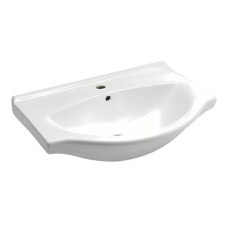 Balta keraminė baldinis praustuvas Naturel Pro 70x51 cm su anga pro maišytuvui per vidurį