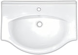 Baltas keraminis baldinis praustuvas Naturel Pro 81 x 50 cm su anga pro maišytuvui per vidurį