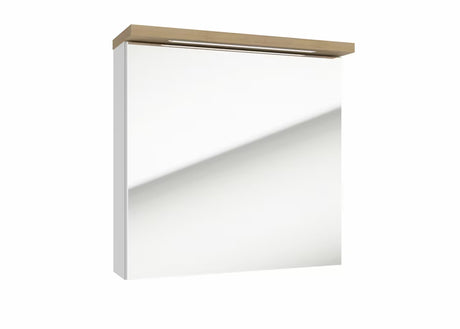 Balta veidrodinė spintelė Naturel Stilla 60x60 cm su viršutiniu LED apšvietimu ir durelėmis