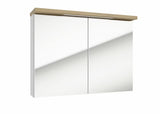 Balta veidrodinė spintelė Naturel Stilla 80x60 cm su LED apšvietimu ir durelėmis