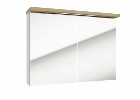 Balta veidrodinė spintelė Naturel Stilla 80x60 cm su LED apšvietimu ir durelėmis