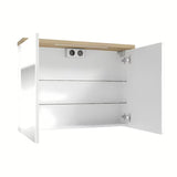 Balta veidrodinė spintelė Naturel Stilla 80x60 cm su LED apšvietimu ir durelėmis