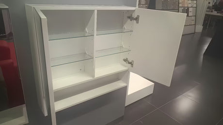 Veidrodinė spintelė Naturel Vario Dekor 75x68,6 cm baltos matinės spalvos su stiklinėmis lentynėlėmis