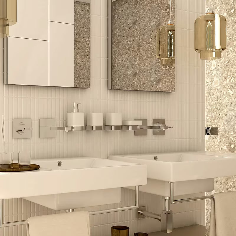 Chromuotas skysto muilo dozatorius Nimco Nikau su keraminiu indu ir pompele