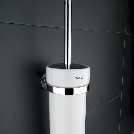 Nimco Unix WC šepetys chromo spalvos su keraminiu indu ir žalvarine rankena