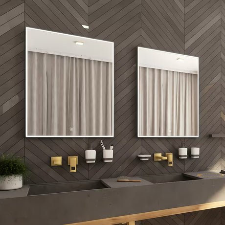 Nimco apšviestas LED veidrodis 60x80 cm, juodos spalvos, su apšvietimu perimetru