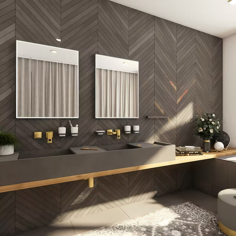 Nimco apšviestas LED veidrodis 60x80 cm, juodos spalvos, su apšvietimu perimetru