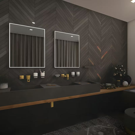 Nimco apšviestas LED veidrodis 60x80 cm, juodos spalvos, su apšvietimu perimetru