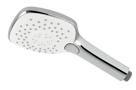 Chromuota rankinė dušo galvutė Novaservis, kampuotos formos, su trimis vandens srovėmis ir Easy Clean purkštukais.