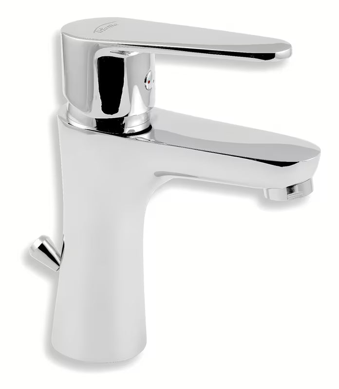 Chromo spalvos svirtinis praustuvo maišytuvas Novaservis Titania Fresh pastatomas, su dugno vožtuvu.
