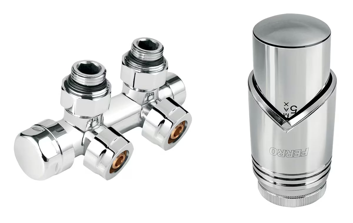 Novaservis Chrome termostatinis ventilis kampinis su centriniu prijungimu, chromo spalvos