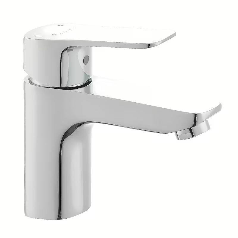 Chromuotas praustuvo maišytuvas Optima Cube Way be praustuvo dugno vožtuvas su keramine kasete ir lanksčiu aeratoriumi.
