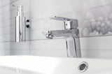 Chromuotas praustuvo maišytuvas Optima Cube Way be praustuvo dugno vožtuvas su keramine kasete ir lanksčiu aeratoriumi.