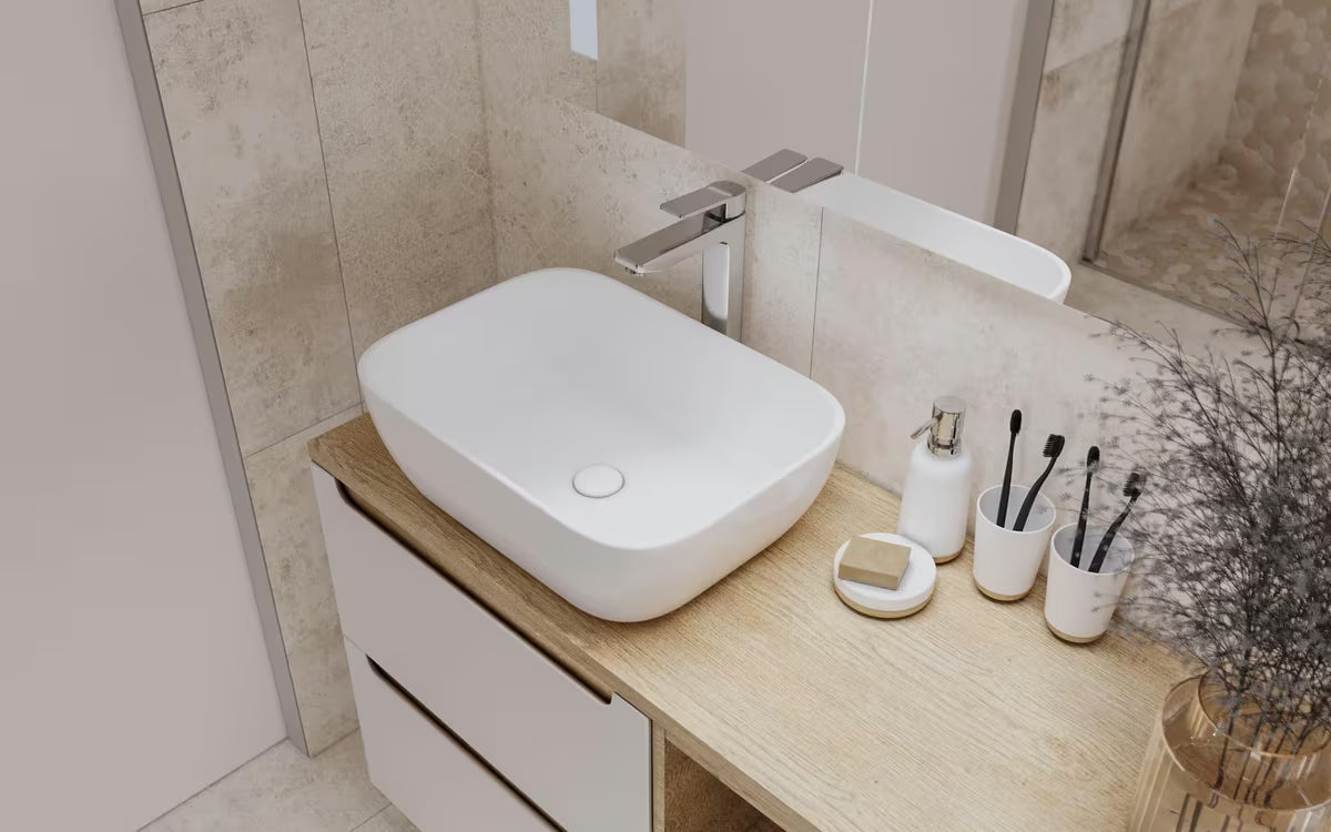 Optima Cube Way aukštas praustuvo maišytuvas chromo spalvos, su svirtiniu valdymu