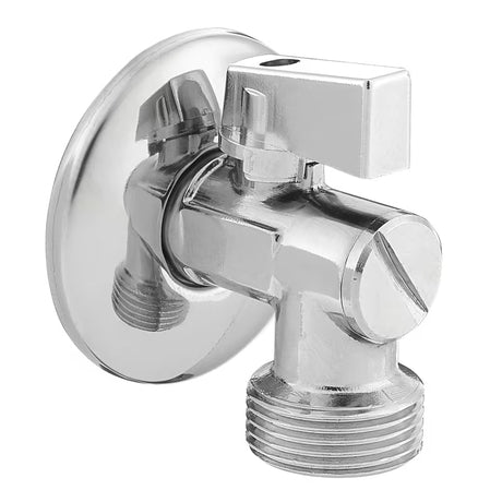 Visiškai metalinis kampinis ventilis Optima 1/2x3/4 su plastikine sklende ir integruotu filtru