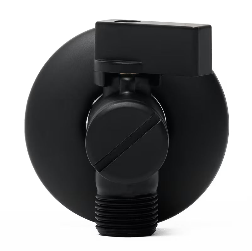 Juodas kampinis ventilis Optima su integruotu filtru, pro prijungimas praustuvo maišytuvai arba KLOZETAS