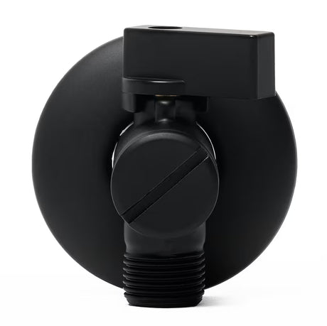 Juodas kampinis ventilis Optima su integruotu filtru, pro prijungimas praustuvo maišytuvai arba KLOZETAS