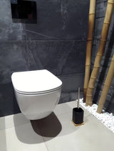 WC šepetys Optima Hombre juodos matinės spalvos su bambuko mediena