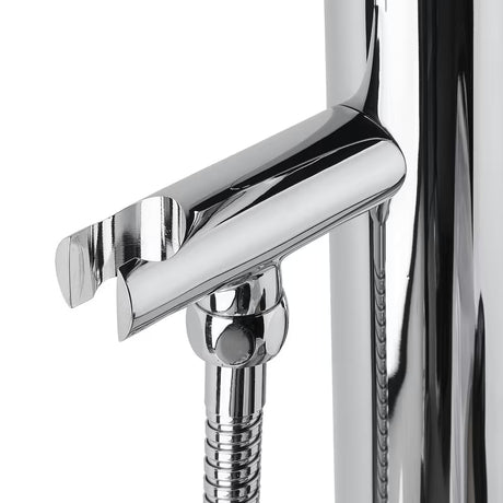 Pastatoma vonios maišytuvas Optima Chrome pro voniai laisvai pastatomas su dušo komplektu chromo spalvos.