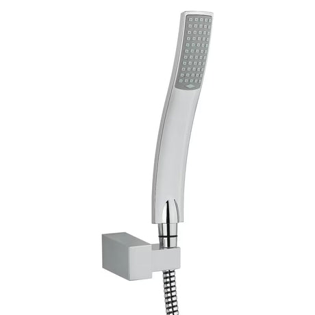 Optima rankinio dušo komplektas chromo spalvos su rankine dušo galvute, laikikliu ir dušo žarna