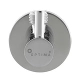Optima kampinis ventilis chromo spalvos su svirtele pro vandens padavimui valdyti