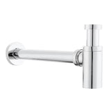 Chromuotas dizaineriškas praustuvo sifonas Optima Chrome, 32 mm skersmens, pro moderniam vonios kambariui.