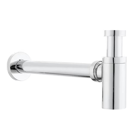 Chromuotas dizaineriškas praustuvo sifonas Optima Chrome, 32 mm skersmens, pro moderniam vonios kambariui.