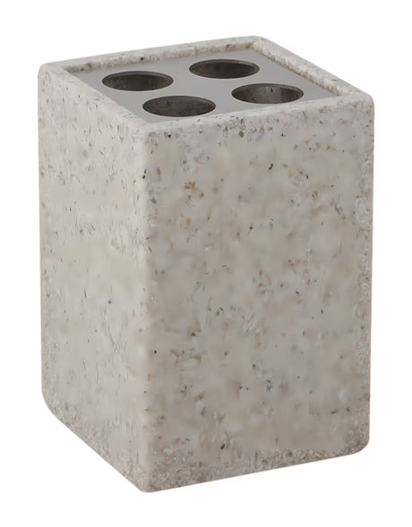 Laisvai pastatomas šepetėlių laikiklis Optima Supera, light-limestone atspalvio, iš polirezino.