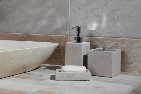 Laisvai pastatomas WC šepetys Optima Supera iš polirezino, light-limestone spalvos