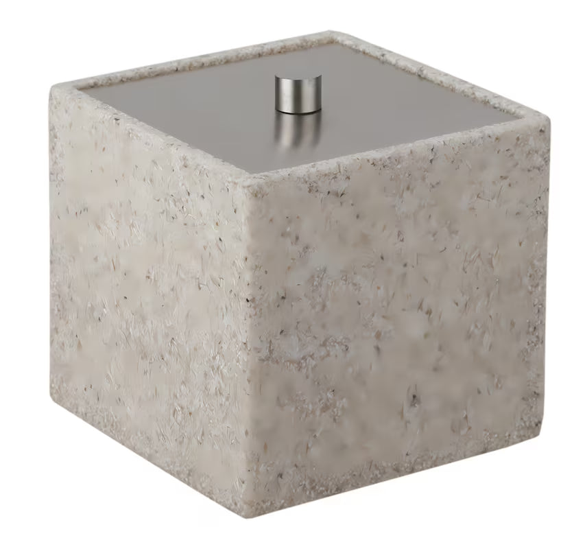 Elegantiškas daugiafunkcis dėžutė su dangteliu Optima Supera, light-limestone spalvos, vonios kambariui.