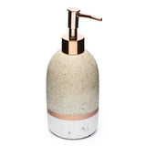 Laisvai pastatomas skysto muilo dozatorius Optima Tera light-limestone dekoro su pompele rose gold.