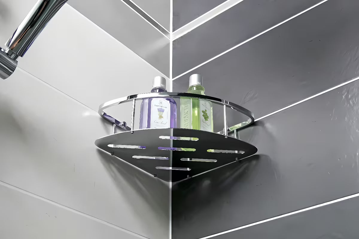 Kampinė vielinė lentynėlė Optima Wire program, chromo spalvos, vonios kambariui