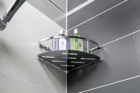 Kampinė vielinė lentynėlė Optima Wire program, chromo spalvos, vonios kambariui