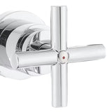 Chromuota potinkinė praustuvo maišytuvas Paffoni Cruz su ventiliniu valdymu ir kryžmine rankenėle.