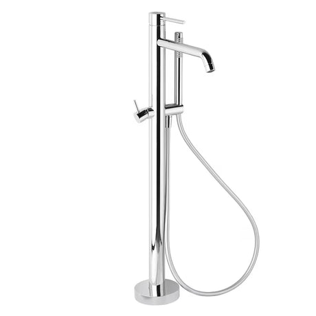 Chromuotas pastatoma vonios maišytuvas Paffoni Light pro laisvai pastatomas voniai su dušo komplektu