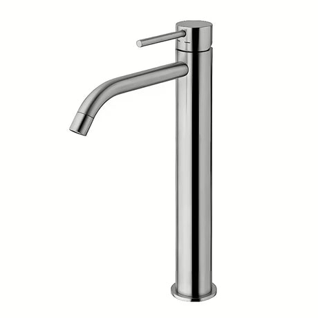 Aukštas praustuvo maišytuvas Paffoni Light, steel apdailos, svirtinis stovintis variantas be praustuvo dugno vožtuvas.