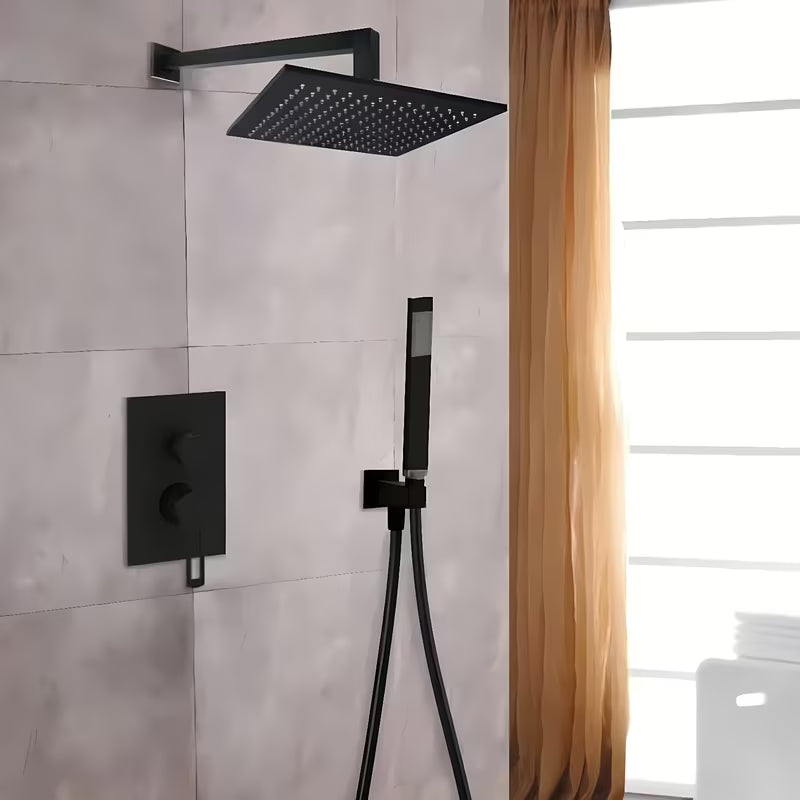 Matinės juodos spalvos viršutinis dušas Paffoni Syncro King 300 x 300 x 8 mm su pasukamu šarnyru ir apsauga nuo kalkių nuosėdų.