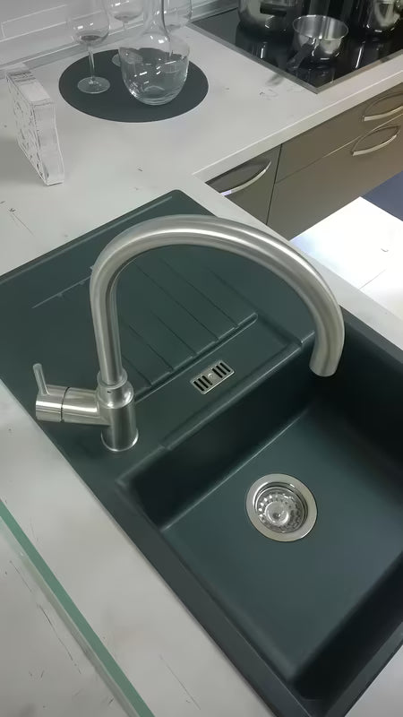 Paffoni Vallone nerūdijančio plieno virtuvinis maišytuvas Supersteel su pasukamu snapu