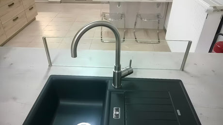 Paffoni Vallone nerūdijančio plieno virtuvinis maišytuvas Supersteel su pasukamu snapu