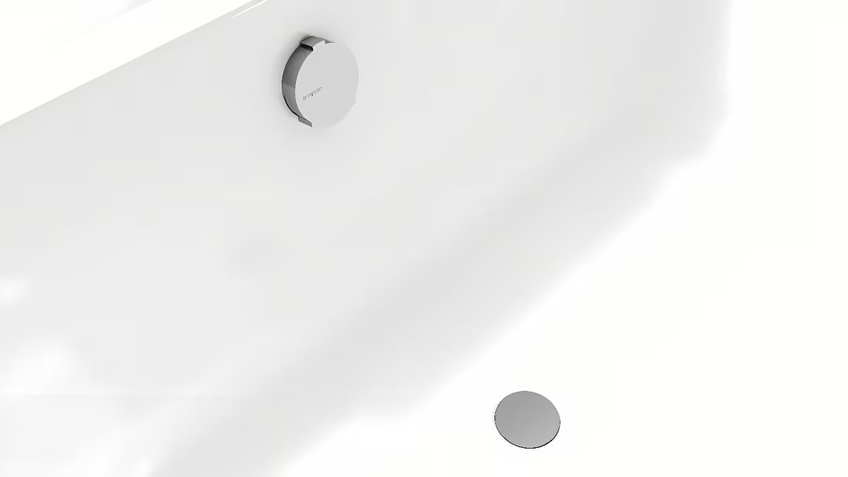 Chromuotas automatinis sifonas voniai Polysan su pripildymu, trosu 800 mm ir reguliuojamu aeratoriumi
