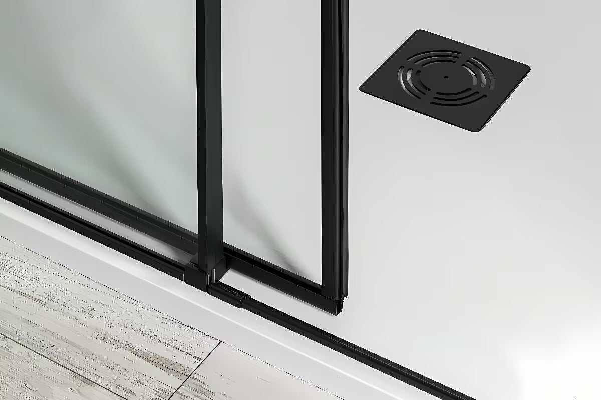 Slankiojančios dušo durys Polysan Altis Line 120x200 cm matinės juodos spalvos su skaidriu stiklu