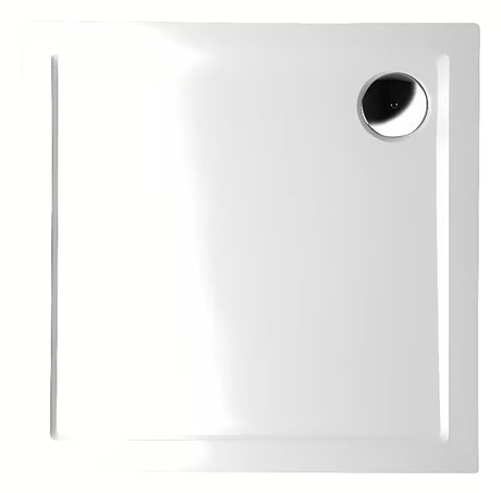 Balta kvadratinis dušo padėklas Polysan Aura 90x90 cm iš lieto marmuro, lygaus paviršiaus