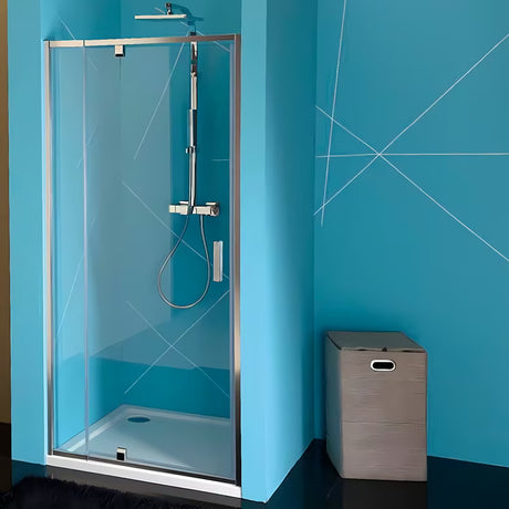 Dušo durys Polysan Easy 76-90 cm, blizgus chromas, skaidrus grūdintas stiklas