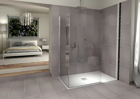 Balta stačiakampis dušo padėklas Polysan Flexia iš lieto marmuro, 120x100 cm.