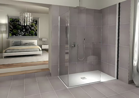 Balta stačiakampis dušo padėklas Polysan Flexia iš lieto marmuro 150x90 cm