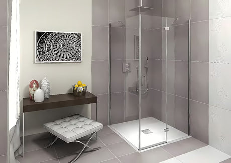 Balta stačiakampis dušo padėklas Polysan Flexia 110x100 cm iš lieto marmuro.