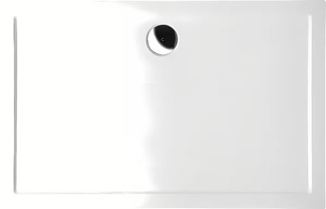Baltas stačiakampis dušo padėklas Polysan Karia iš lieto marmuro, 100x80 cm