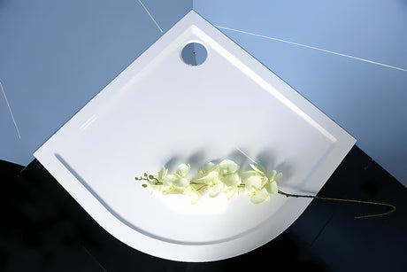 Polysan Sera pusapvalis dušo padėklas 90x90 cm, iš lieto marmuro, baltos spalvos