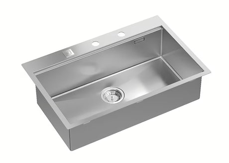 Nerūdijančio plieno virtuvės plautuvė Quadron 76 x 49 cm, gylis 21 cm, pro montavimas ant stalviršio 