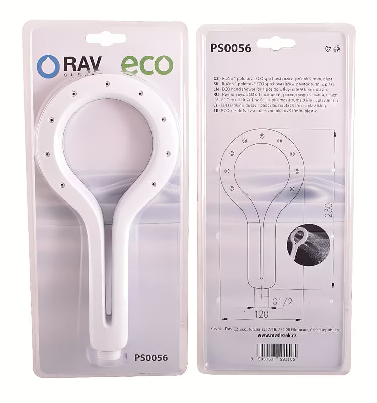 Rankinis dušas Rav Slezak chromo / baltos spalvos, su viena srovės padėtimi, skersmuo 12 cm.